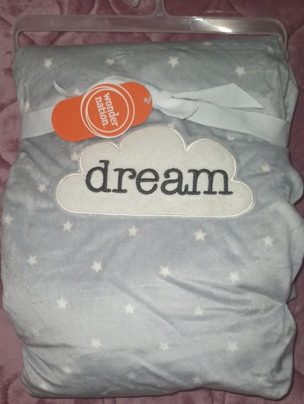 Wonder nation Light Gray Cloud 'dream' Blanket with Star Print